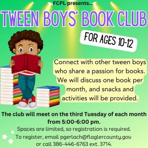 Flagler County Public Library Tween Boys Book Club