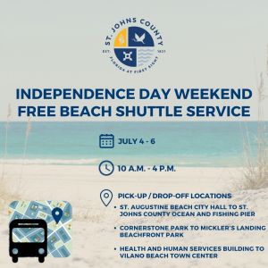 St. Johns County: Independence Day Weekend Free Beach Shuttle Service
