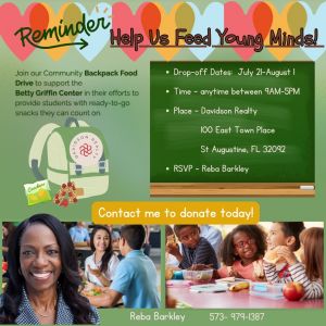 Davidson Realty: Backpack and Food Community  Drive