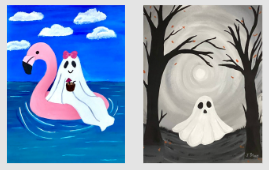 Splatter and Pour: Boo Acrylic Painting