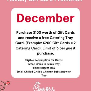 Chick-fil-A St. Augustine: Holiday Gift Card Promotion